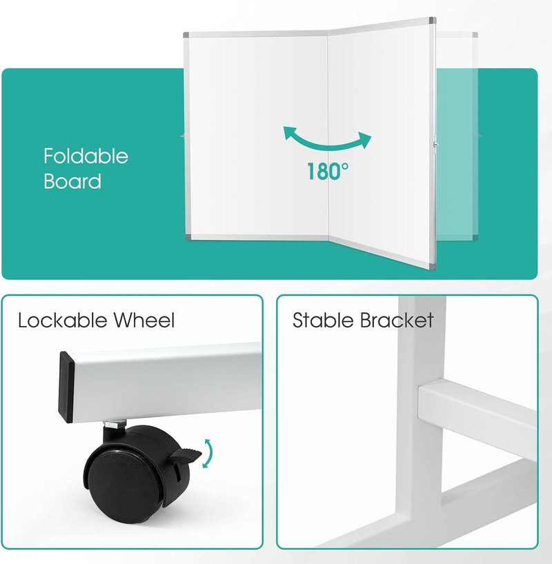 Mobile Whiteboard Magnetic Board with Stand Height