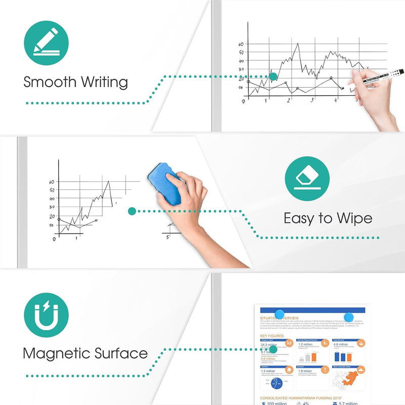 Mobile Whiteboard Magnetic Board with Stand Height