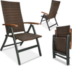 Modena High-Back Dining Chair Poly-Rattan Folding W Armrest (Set of 2)