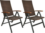 Modena High-Back Dining Chair Poly-Rattan Folding W Armrest (Set of 2)