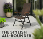Modena High-Back Dining Chair Poly-Rattan Folding W Armrest (Set of 2)