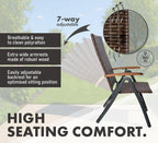 Modena High-Back Dining Chair Poly-Rattan Folding W Armrest (Set of 2)