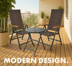 Modena High-Back Dining Chair Poly-Rattan Folding W Armrest (Set of 2)
