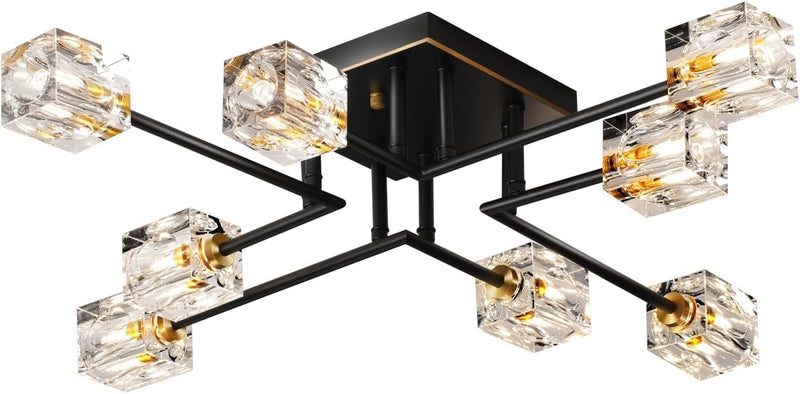 Modern 4-Light Crystal Ceiling Light Semi Flush Mount