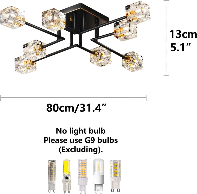 Modern 4-Light Crystal Ceiling Light Semi Flush Mount