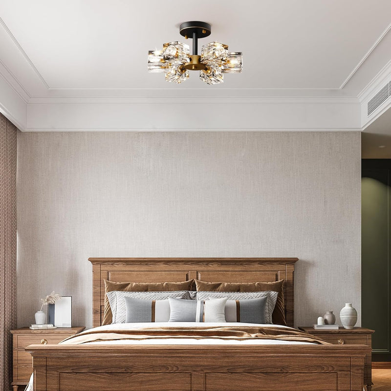 Modern 4-Light Crystal Ceiling Light Semi Flush Mount