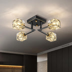 Modern 4-Light Crystal Ceiling Light Semi Flush Mount