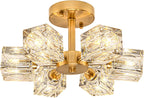 Modern 4-Light Crystal Ceiling Light Semi Flush Mount
