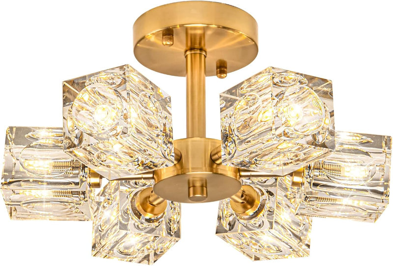 Modern 4-Light Crystal Ceiling Light Semi Flush Mount