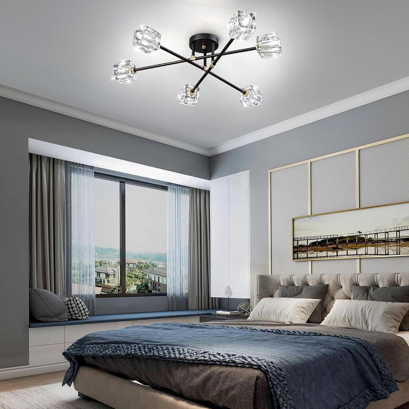 Modern 4-Light Crystal Ceiling Light Semi Flush Mount