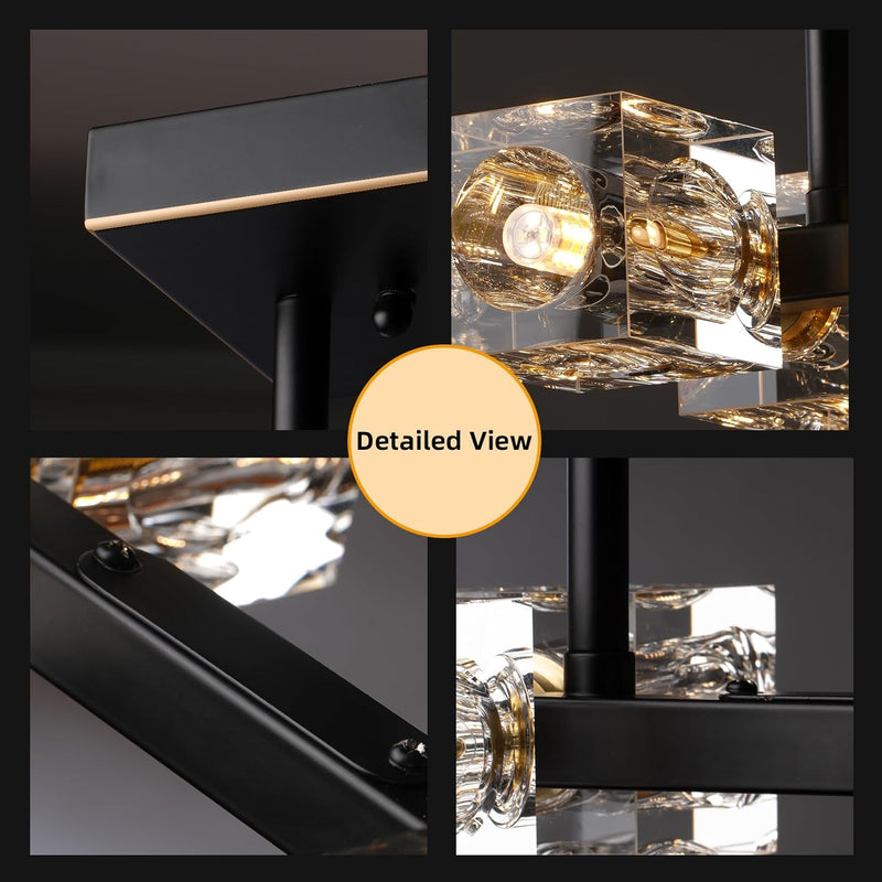 Modern 4-Light Crystal Ceiling Light Semi Flush Mount