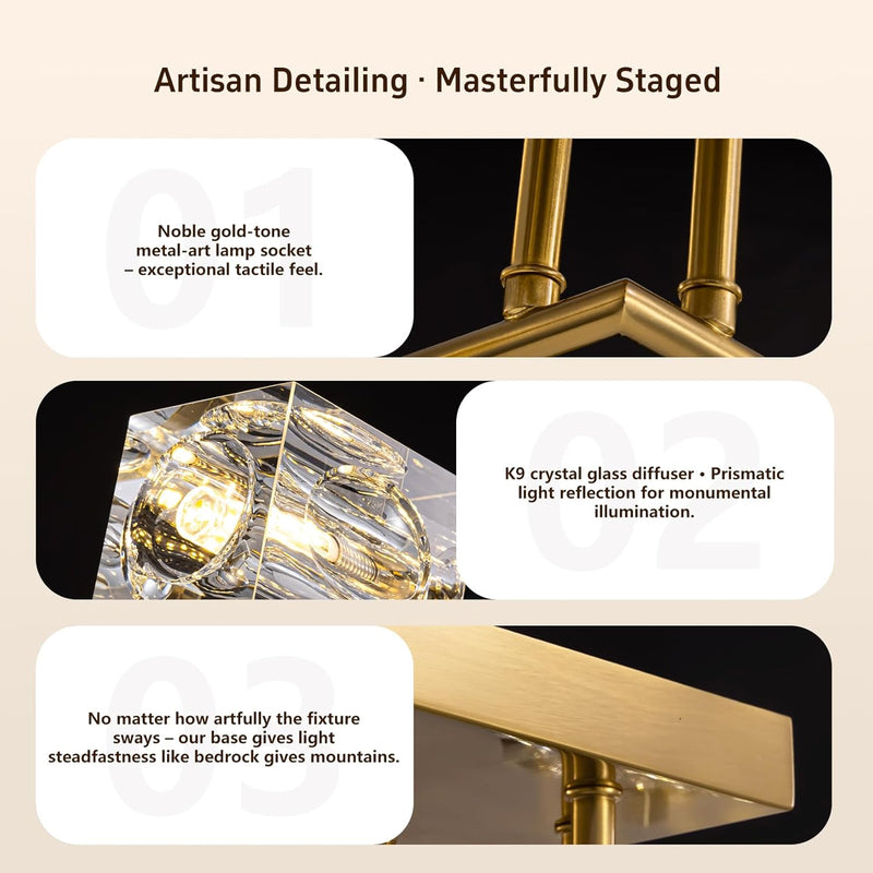 Modern 4-Light Crystal Ceiling Light Semi Flush Mount