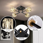 Modern 4-Light Crystal Ceiling Light Semi Flush Mount