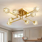 Modern 4-Light Crystal Ceiling Light Semi Flush Mount
