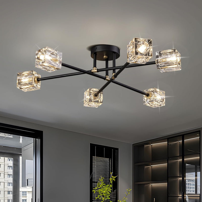 Modern 4-Light Crystal Ceiling Light Semi Flush Mount