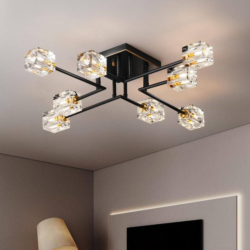 Modern 4-Light Crystal Ceiling Light Semi Flush Mount