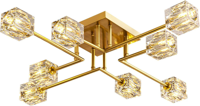 Modern 4-Light Crystal Ceiling Light Semi Flush Mount
