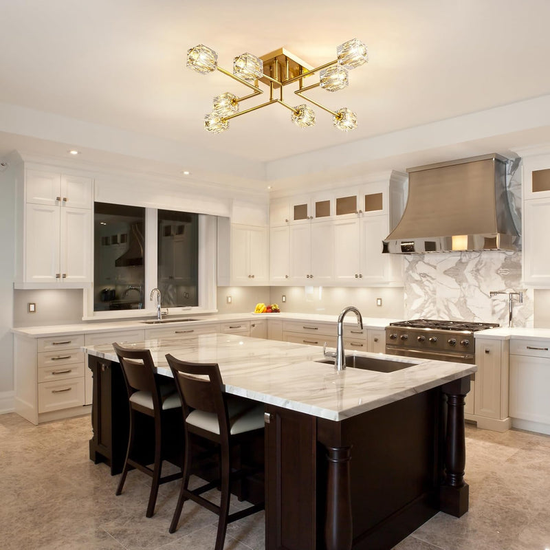 Modern 4-Light Crystal Ceiling Light Semi Flush Mount