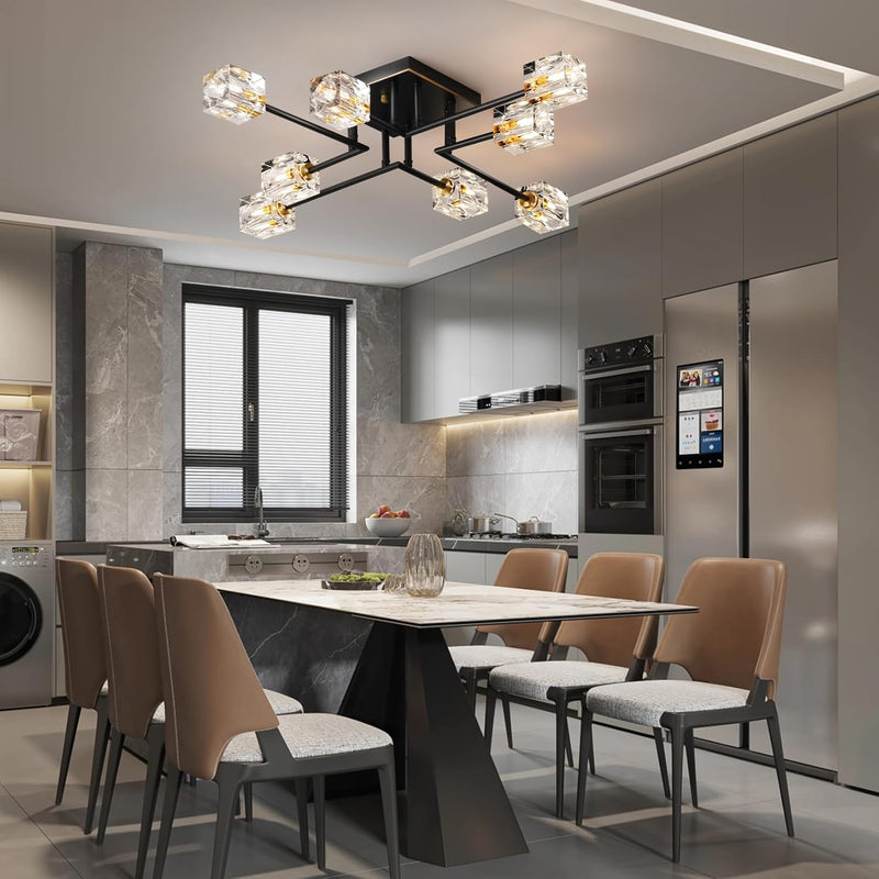 Modern 4-Light Crystal Ceiling Light Semi Flush Mount