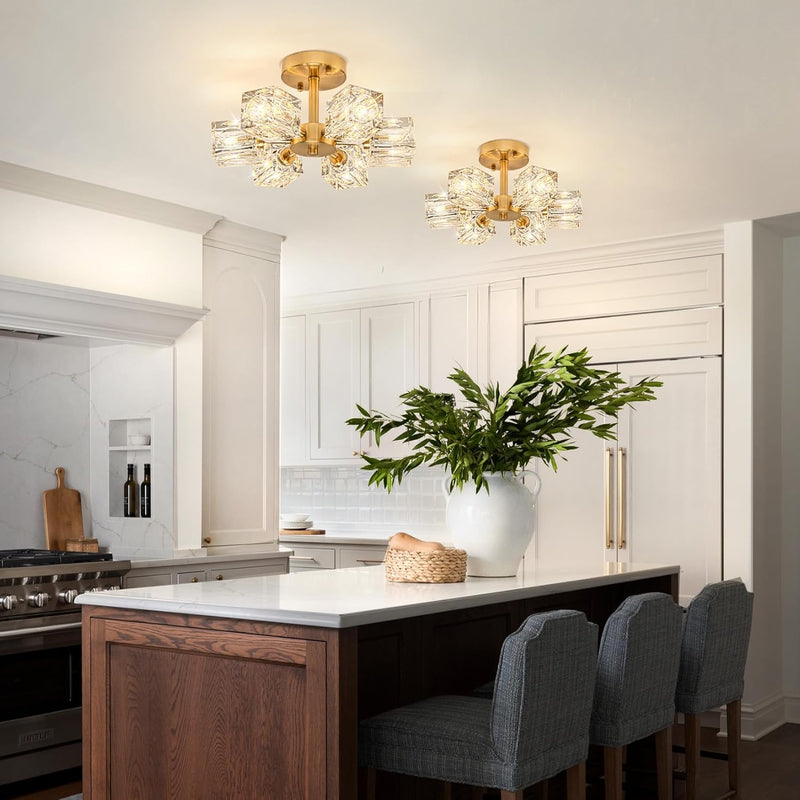 Modern 4-Light Crystal Ceiling Light Semi Flush Mount