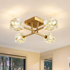 Modern 4-Light Crystal Ceiling Light Semi Flush Mount