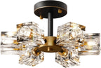 Modern 4-Light Crystal Ceiling Light Semi Flush Mount