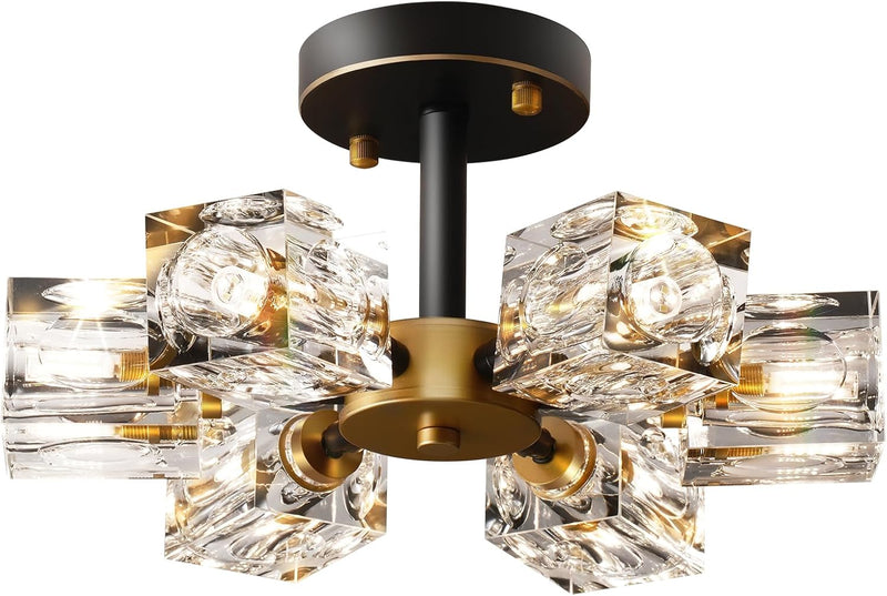 Modern 4-Light Crystal Ceiling Light Semi Flush Mount