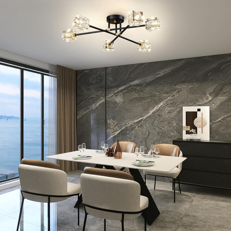 Modern 4-Light Crystal Ceiling Light Semi Flush Mount