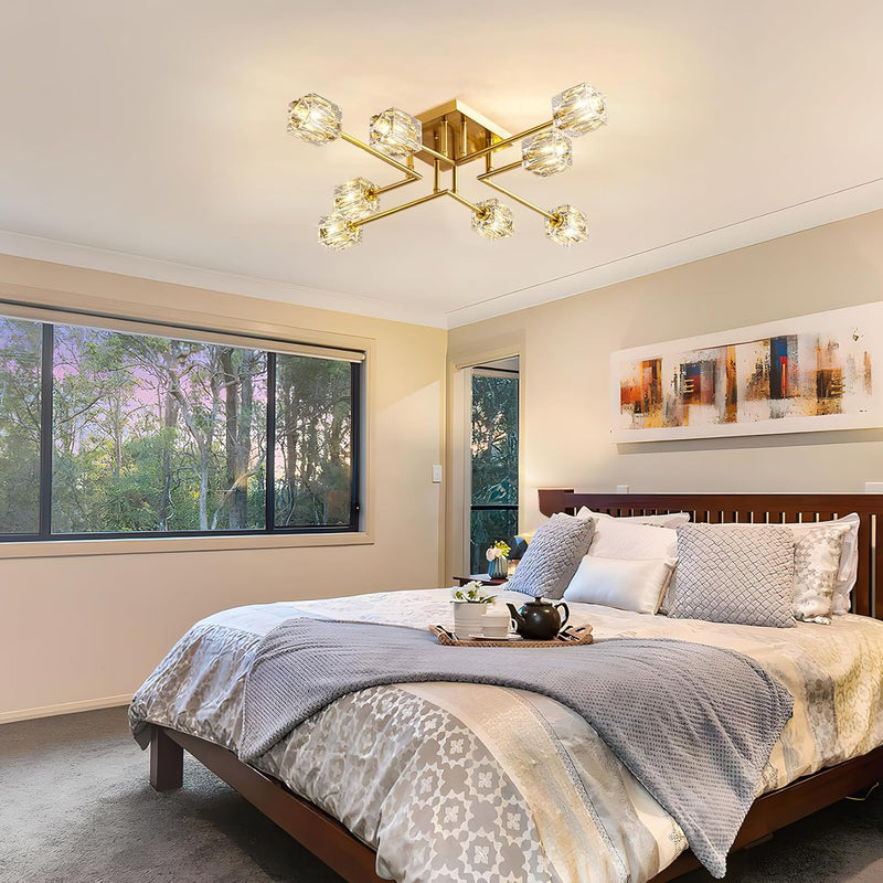 Modern 4-Light Crystal Ceiling Light Semi Flush Mount