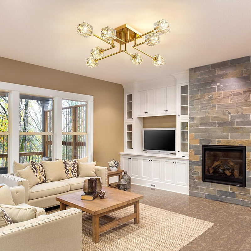 Modern 4-Light Crystal Ceiling Light Semi Flush Mount