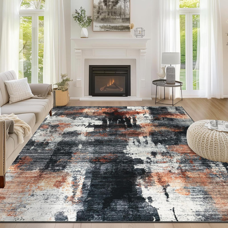 Modern Abstract Area Rug Living Room Extra Large