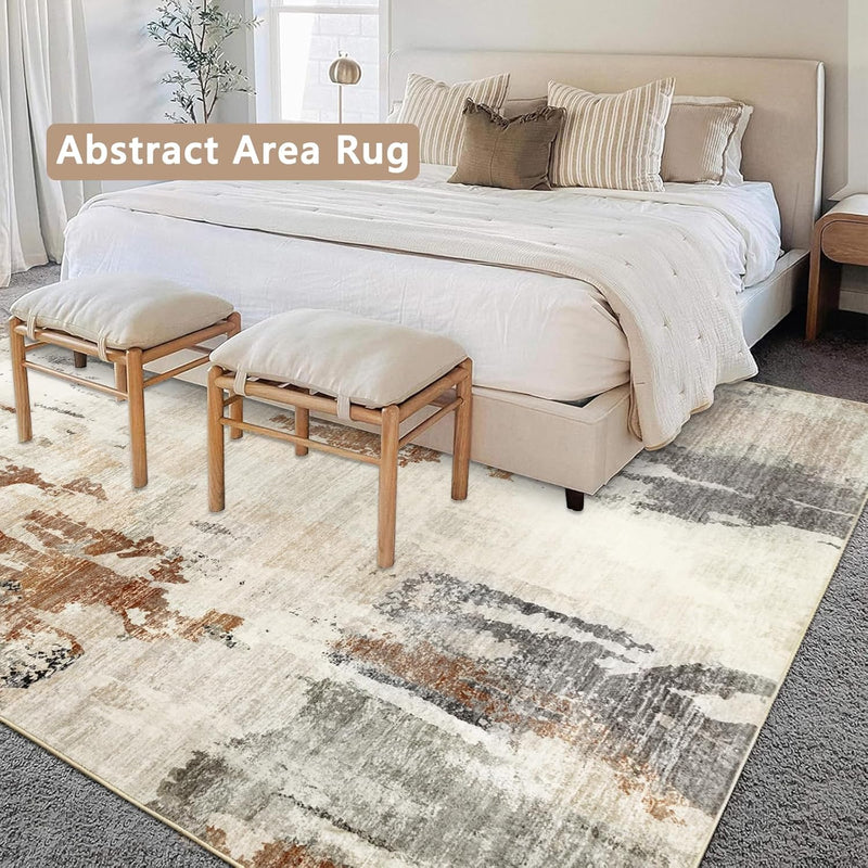 Modern Abstract Area Rug Living Room Extra Large