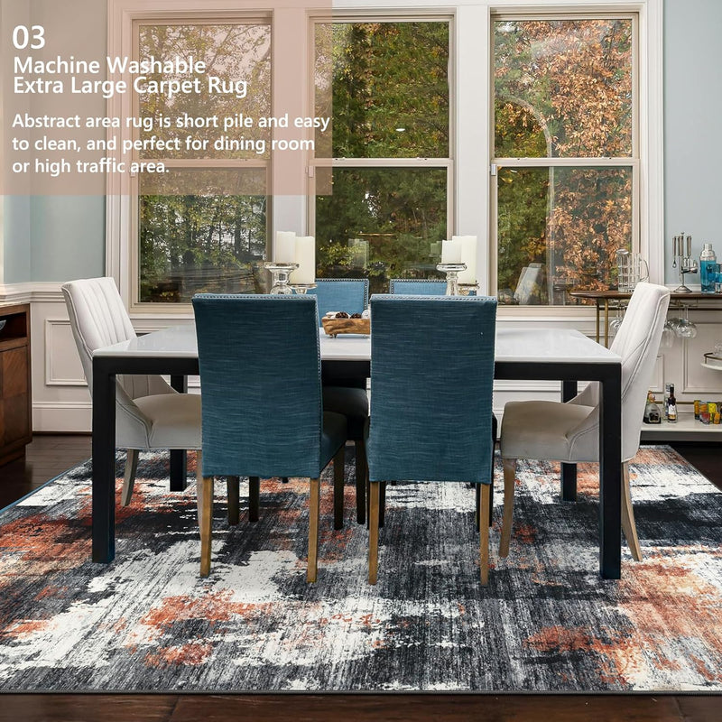 Modern Abstract Area Rug Living Room Extra Large
