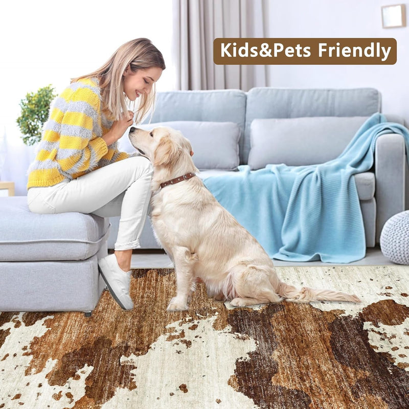 Modern Abstract Area Rug Living Room Extra Large