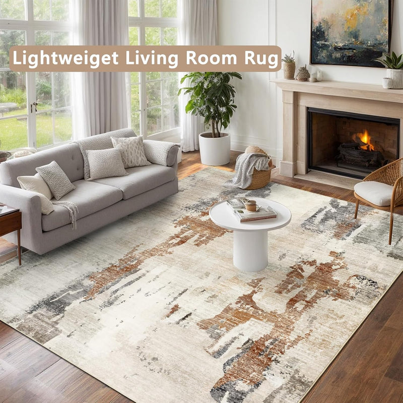 Modern Abstract Area Rug Living Room Extra Large