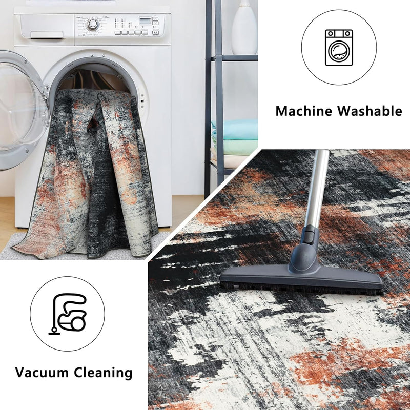 Modern Abstract Area Rug Living Room Extra Large