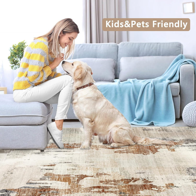 Modern Abstract Area Rug Living Room Extra Large
