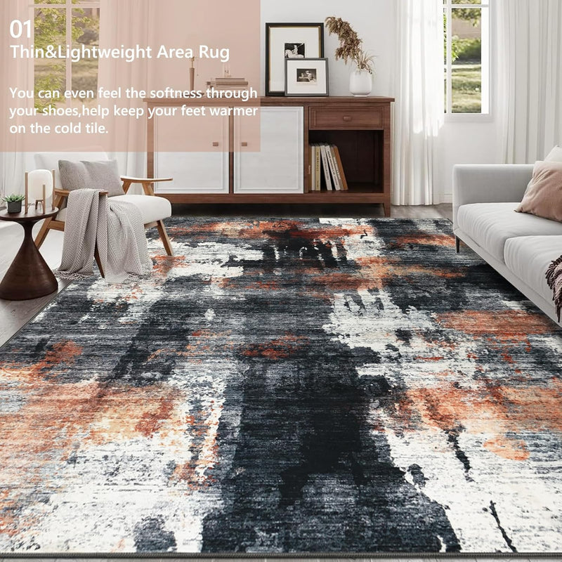 Modern Abstract Area Rug Living Room Extra Large