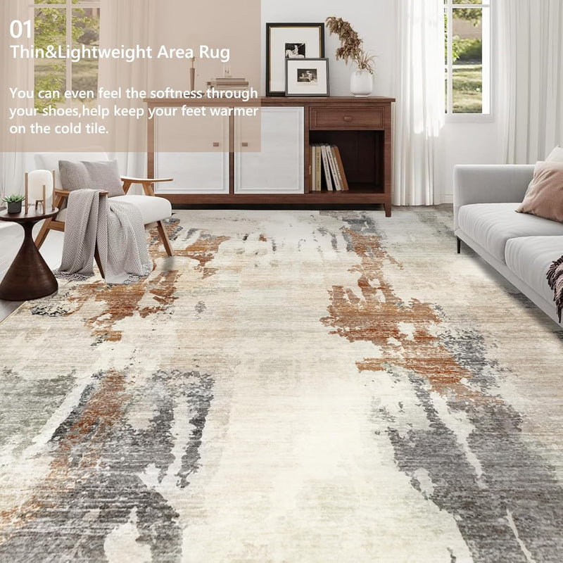 Modern Abstract Area Rug Living Room Extra Large