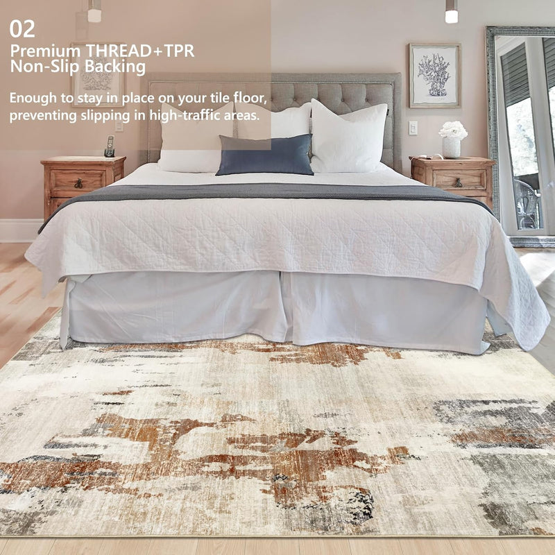 Modern Abstract Area Rug Living Room Extra Large