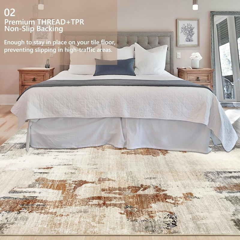 Modern Abstract Area Rug Living Room Extra Large