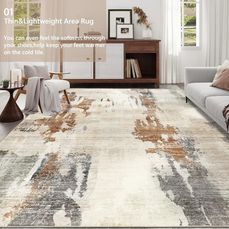 Modern Abstract Area Rug Living Room Extra Large