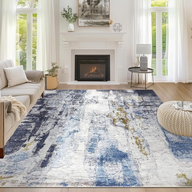 Modern Abstract Area Rug Living Room Extra Large