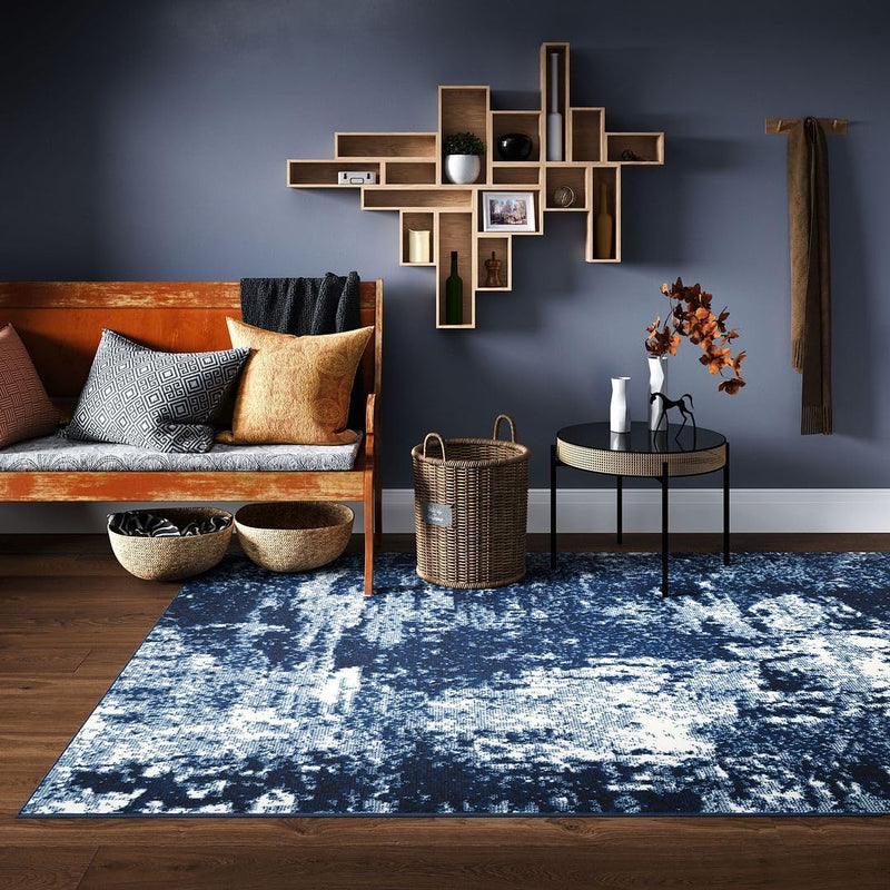 Modern Abstract Living Room Area Rug Painterly Brushstroke