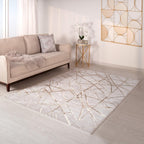 Modern Abstract Shiny Rug Silky Shimmer Soft High-Shine
