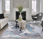 Modern Abstract Shiny Rug Silky Shimmer Soft High-Shine