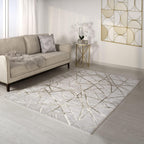 Modern Abstract Shiny Rug Silky Shimmer Soft High-Shine