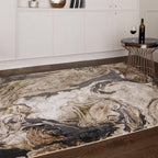 Modern Abstract Shiny Rug Silky Shimmer Soft High-Shine