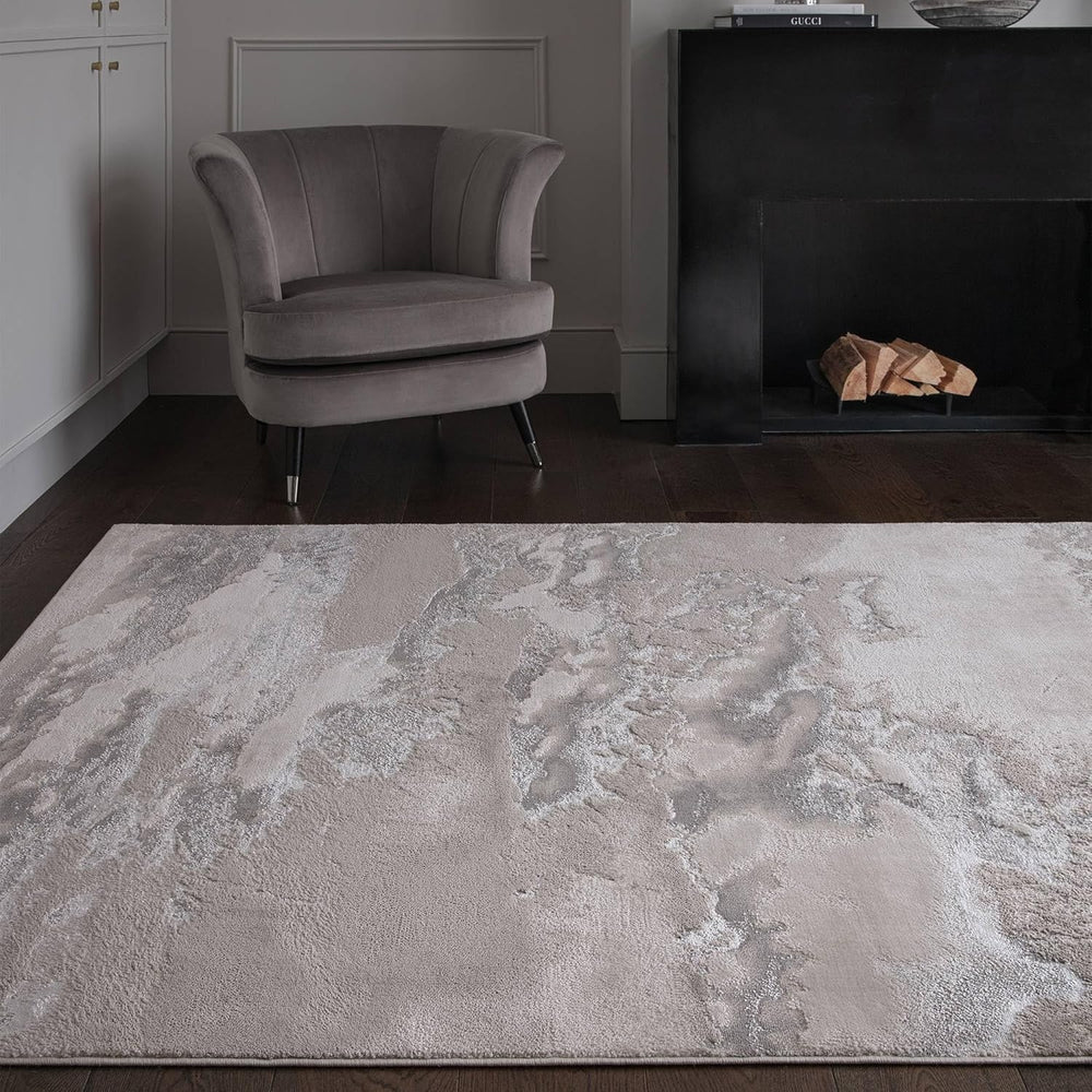 Modern Abstract Shiny Rug Silky Shimmer Soft High-Shine