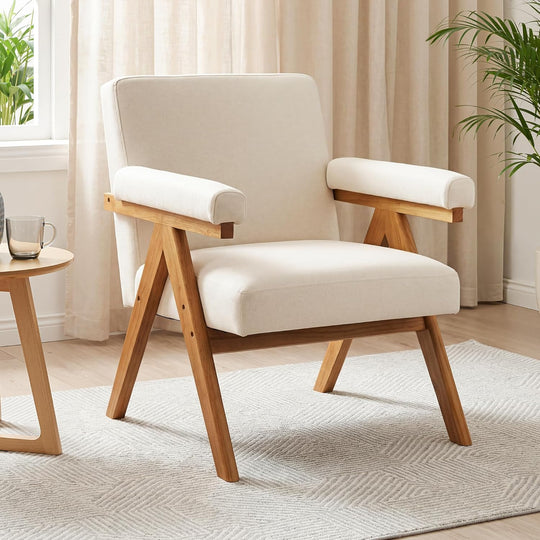 Modern Accent Armchair Upholstered Fabric Comfy Reading Chair